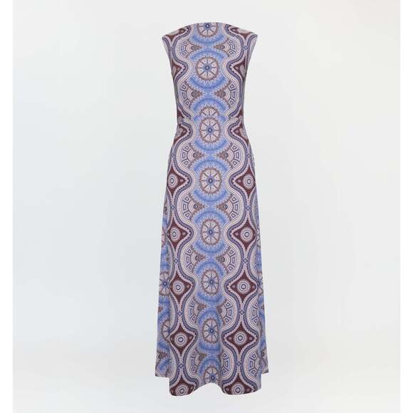 Hill House Home The Sloane Dress - Brown Cobalt Medallion Size XXXL